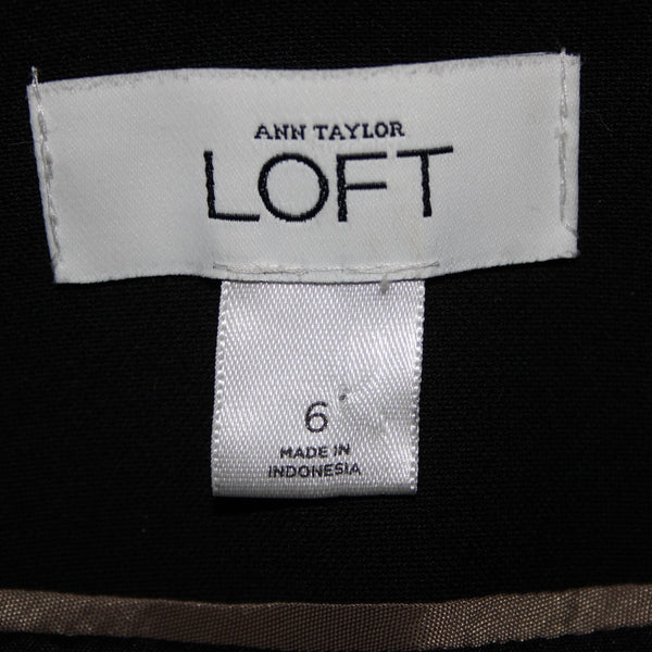 Ann Taylor Loft Sz 6 Black Zipper Collared Faux Pockets Lined Poly Rayon Jacket