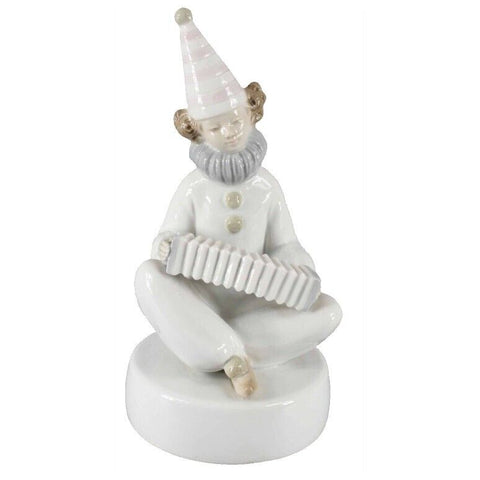 Otagiri Hi Lili Hi Lo 9" Clown Squeezebox Wind Up Music Porcelain Figurine