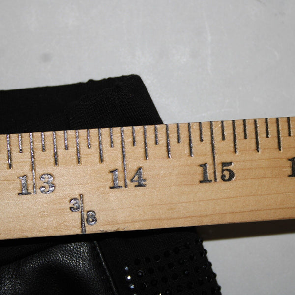 Tricotto Sz M X 29 Black Silver Rhi Faux Leather Elastic Waist Poly Cotton Pant