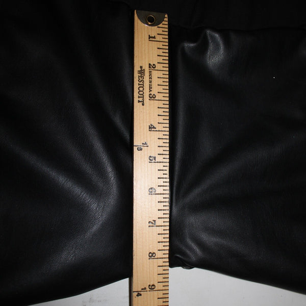 Tricotto Sz M X 29 Black Silver Rhi Faux Leather Elastic Waist Poly Cotton Pant