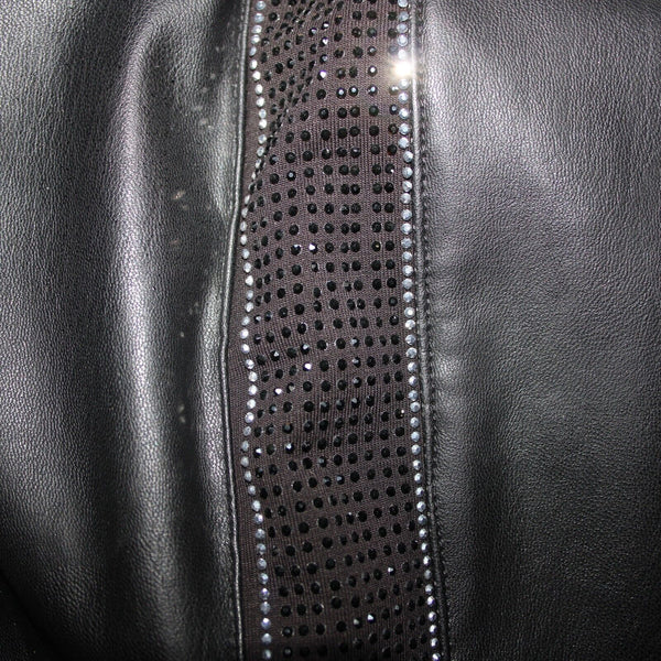 Tricotto Sz M X 29 Black Silver Rhi Faux Leather Elastic Waist Poly Cotton Pant