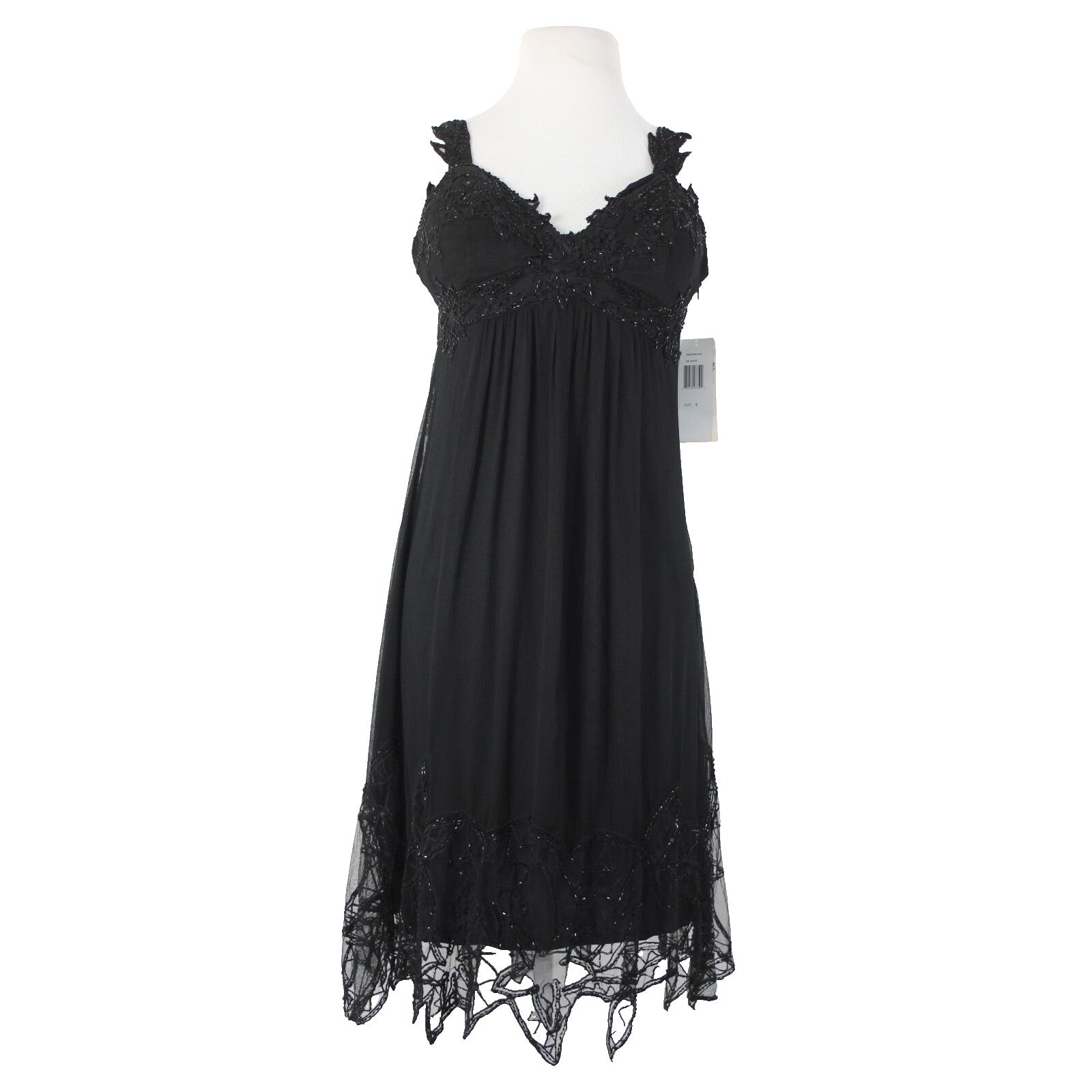 Stenay NEW $239 Sz 6 Black Beaded Lined Padded 100% Silk Polyester Dress