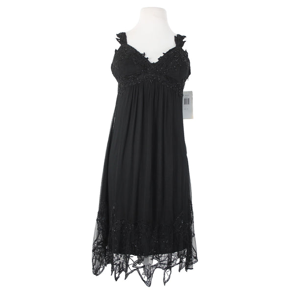 Stenay NEW $239 Sz 6 Black Beaded Lined Padded 100% Silk Polyester Dress