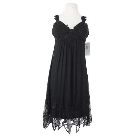 Stenay NEW $239 Sz 6 Black Beaded Lined Padded 100% Silk Polyester Dress