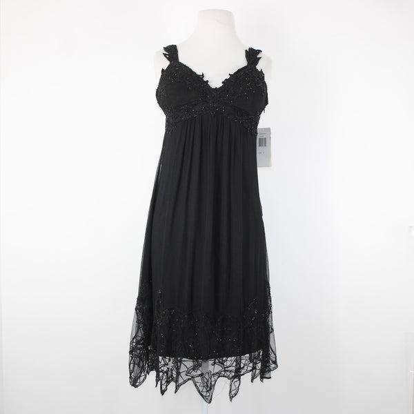 Stenay NEW $239 Sz 6 Black Beaded Lined Padded 100% Silk Polyester Dress