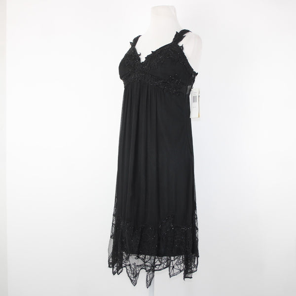 Stenay NEW $239 Sz 6 Black Beaded Lined Padded 100% Silk Polyester Dress