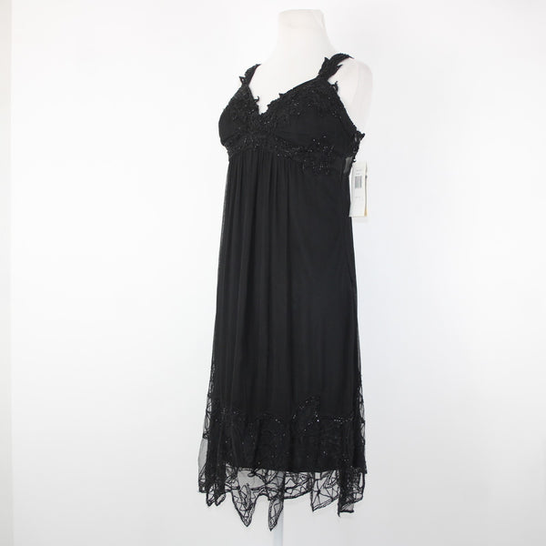 Stenay NEW $239 Sz 6 Black Beaded Lined Padded 100% Silk Polyester Dress