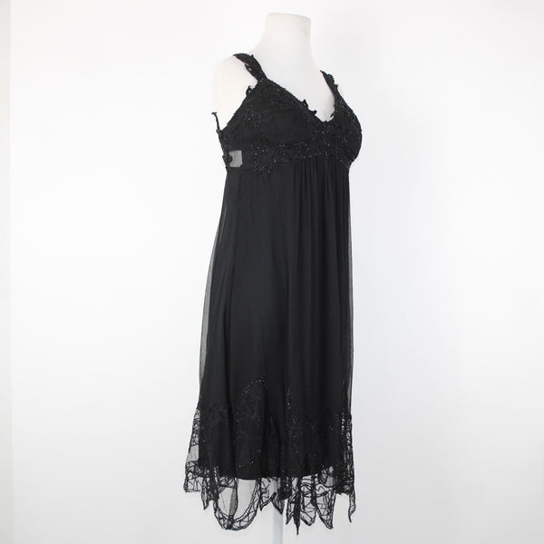Stenay NEW $239 Sz 6 Black Beaded Lined Padded 100% Silk Polyester Dress