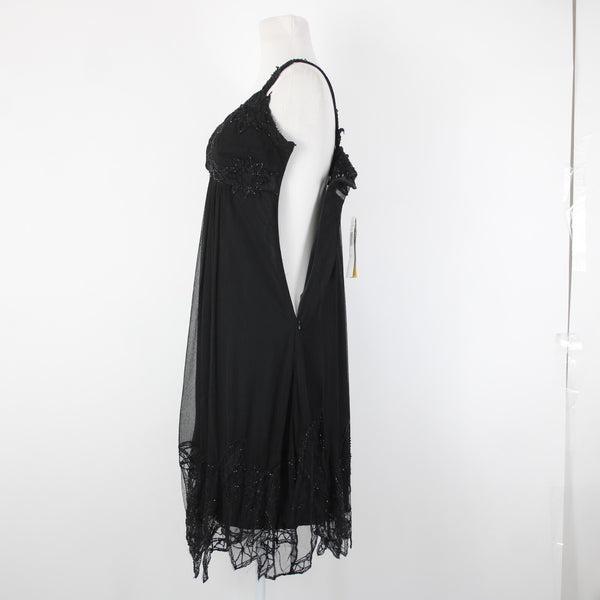 Stenay NEW $239 Sz 6 Black Beaded Lined Padded 100% Silk Polyester Dress