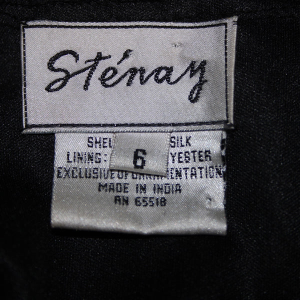 Stenay NEW $239 Sz 6 Black Beaded Lined Padded 100% Silk Polyester Dress