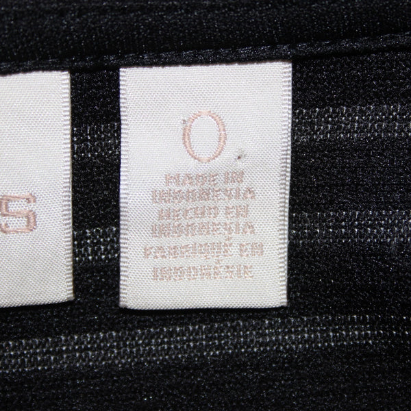 Chicos Top Sz 0 Black White Striped Zipper Detail Polyester Rayon Top