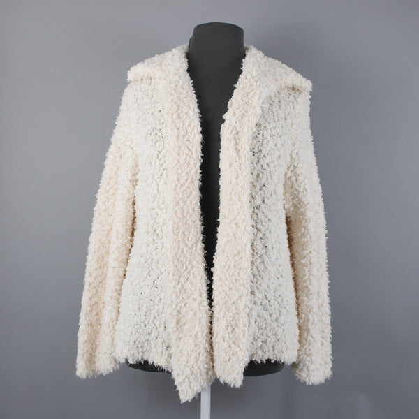 Joseph A NEW $98 Sz 3X Ivory Draped Collar Unlined 100% Polyester Wrap Sweater