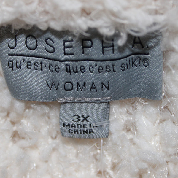 Joseph A NEW $98 Sz 3X Ivory Draped Collar Unlined 100% Polyester Wrap Sweater
