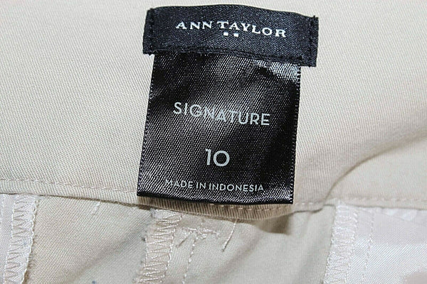 Ann Taylor Signature Sz 10 x 24.5 Tan Cotton Spandex Crop Pant