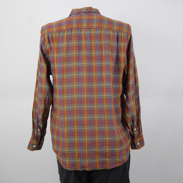 Brioni Sport Sz M Orange Green Purple Multicolor Collared 100% Linen AS IS Shirt