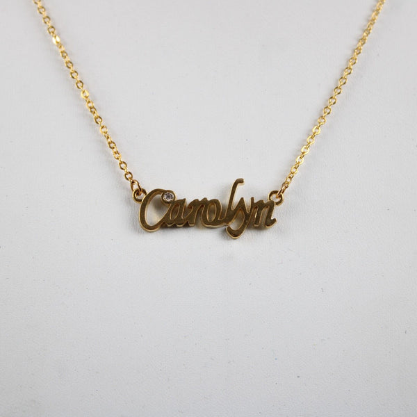 CAROLYN NEW Name Goldtone Rhinestone Accent 14.5" 4.5" Multi Ring Ext Necklace