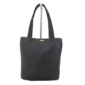 Eric Javits Squishee Tote II 10 x 11 x 4 Black Green Inner Pockets Straw Purse