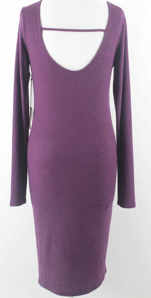 Popular Basics NEW Sz L Purple Black V Neck Rayon Blend Bodycon Sexy Dress