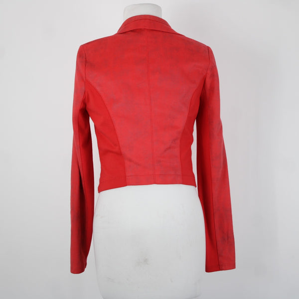Rock Republic Sz 2 Coral Reddish Orange Peachskin Bomber Moto Line Poly Jacket