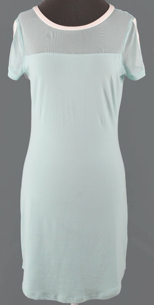 No Comment NEW Sz M Mint White Mesh Detail Poly Spandex Nylon Dress