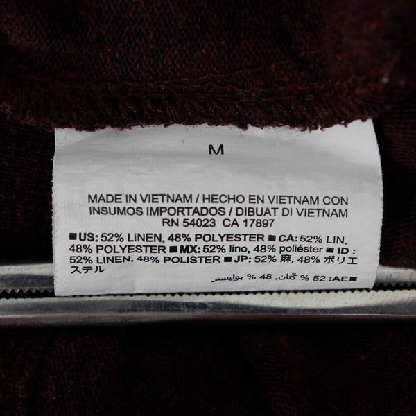 Old Navy Boyfriend Sz M Burgundy Scoop Neck Long Sleeve Linen Polyester Top