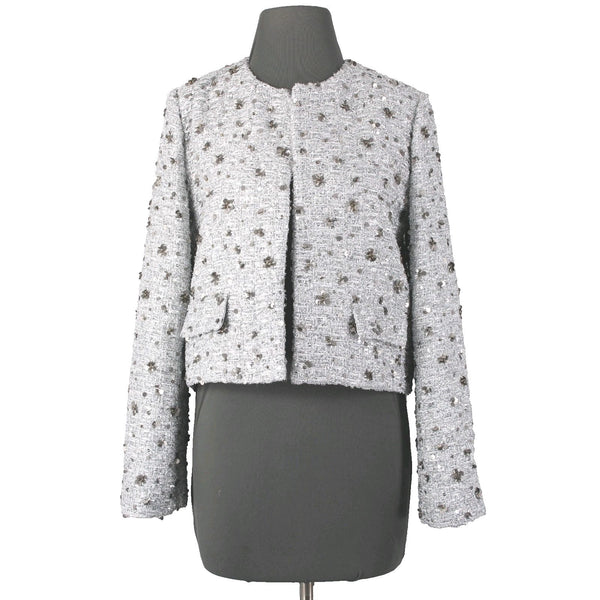 Zara Blazer Jacket NEW $159 Sz S Silver Metallic Sequin 100% Polyester Jacket