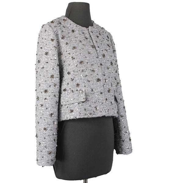 Zara Blazer Jacket NEW $159 Sz S Silver Metallic Sequin 100% Polyester Jacket