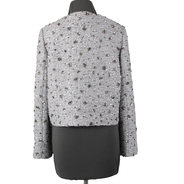 Zara Blazer Jacket NEW $159 Sz S Silver Metallic Sequin 100% Polyester Jacket