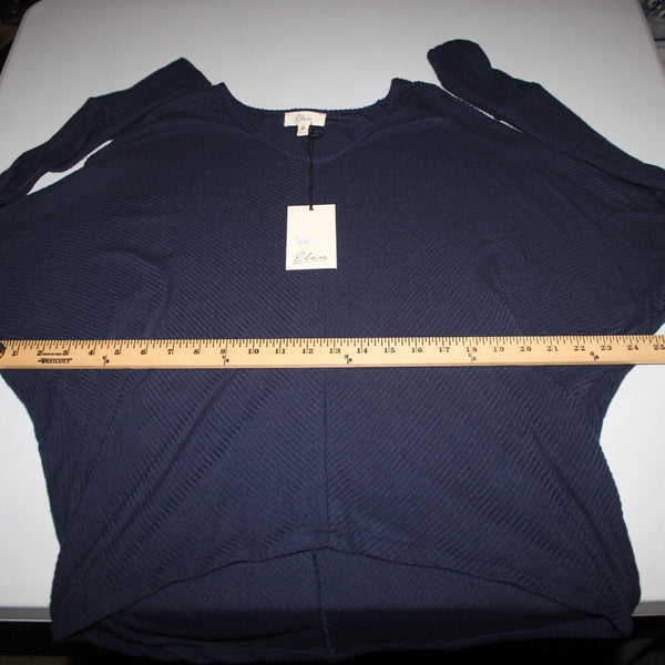 Elan NEW $79 Sz OS Navy Blue Asymmetrical Thumb Hole Model Spandex Top