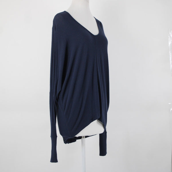 Elan NEW $79 Sz OS Navy Blue Asymmetrical Thumb Hole Model Spandex Top