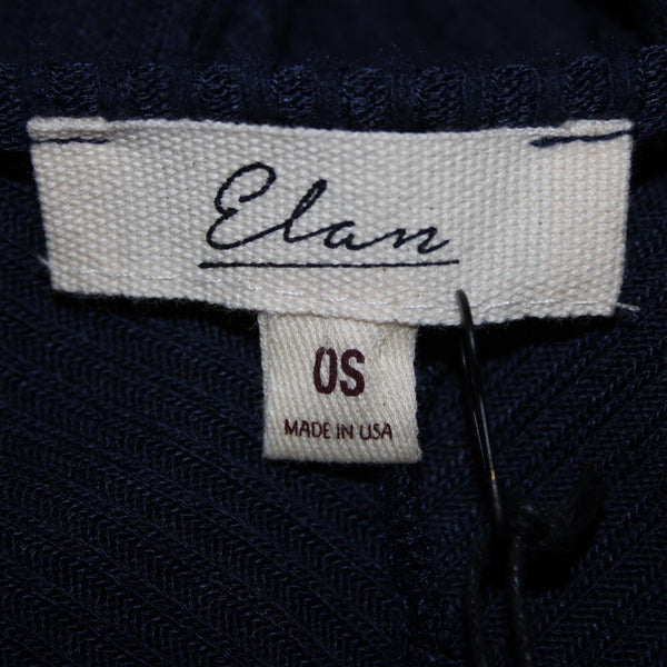 Elan NEW $79 Sz OS Navy Blue Asymmetrical Thumb Hole Model Spandex Top