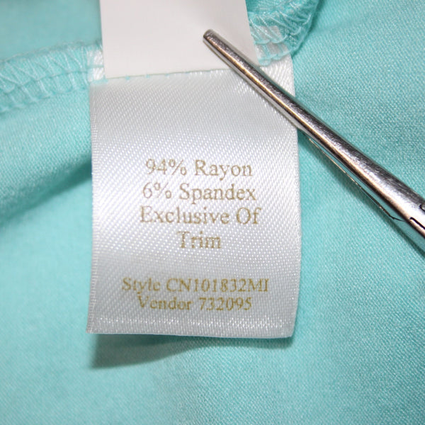 Caslon Top NEW Sz 1X Blue Lace Trim V Neck Sleeveless Rayon Spandex Top