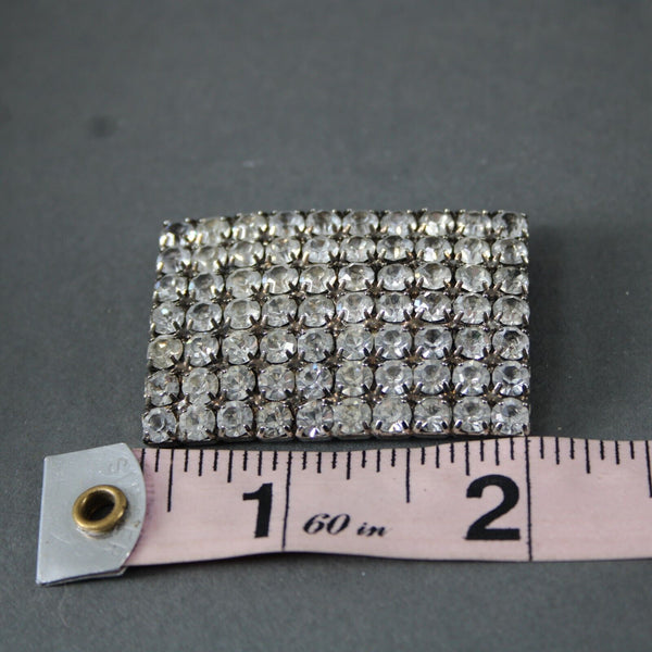 Shoe Clips Bling No Brand Silvertone Rhinestones 1.5" Rectangular Shoe Clips