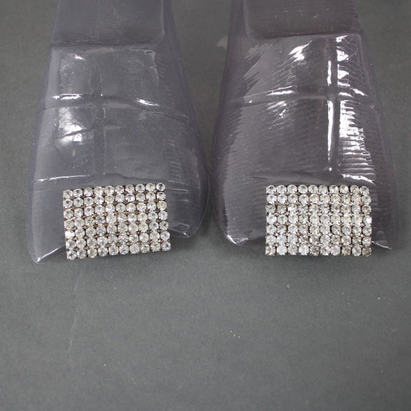Shoe Clips Bling No Brand Silvertone Rhinestones 1.5" Rectangular Shoe Clips