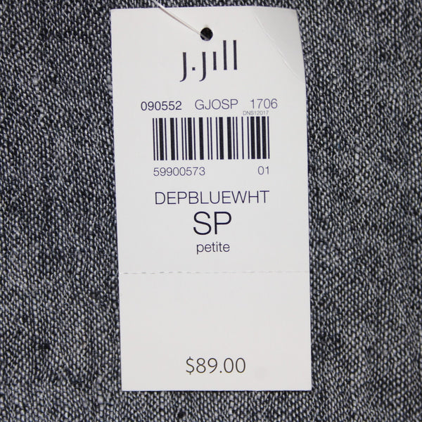 Pure Jill Wrap NEW $89 Sz S Petite Navy Blue White 100% Linen Wrap