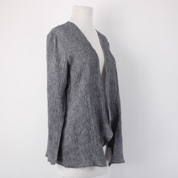 Pure Jill Wrap NEW $89 Sz S Petite Navy Blue White 100% Linen Wrap
