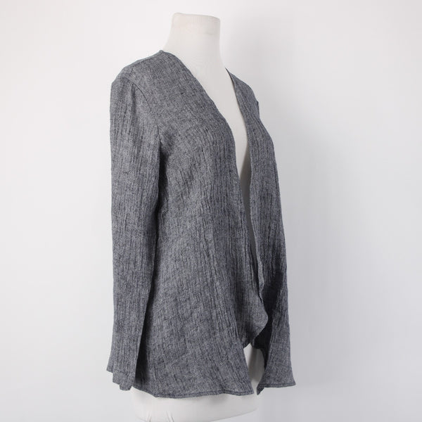 Pure Jill Wrap NEW $89 Sz S Petite Navy Blue White 100% Linen Wrap