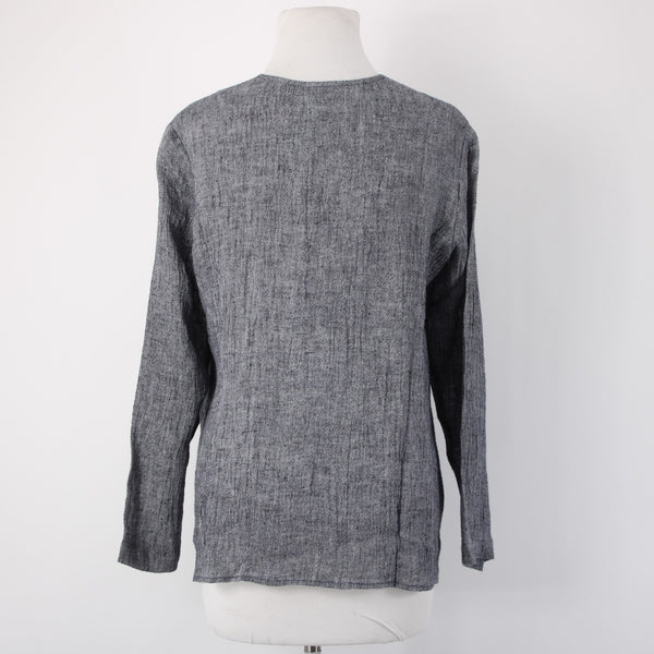 Pure Jill Wrap NEW $89 Sz S Petite Navy Blue White 100% Linen Wrap
