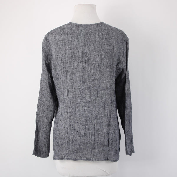 Pure Jill Wrap NEW $89 Sz S Petite Navy Blue White 100% Linen Wrap