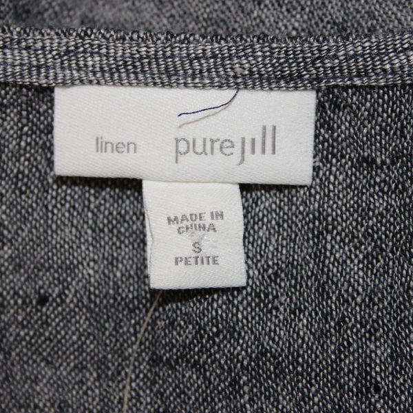 Pure Jill Wrap NEW $89 Sz S Petite Navy Blue White 100% Linen Wrap