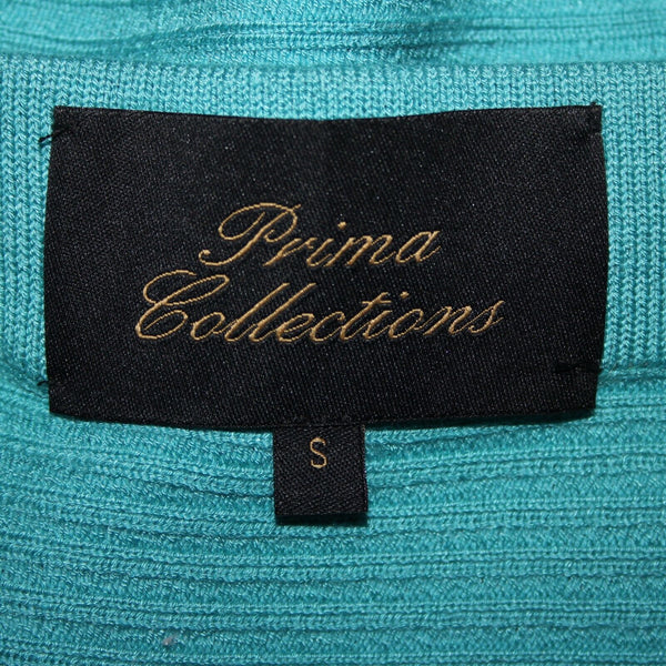 Prima Collections Sz S Aqua Blue Tiered Front Gypsy Knit Elastic Waist Skirt