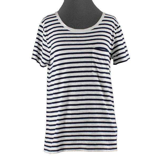 J Crew NEW $55 Sz S Navy Blue Silver Trim Silk Cotton Blend Knit Top