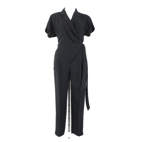 Strut Bolt Jumpsuit NEW $79 Riv Strut Sz L Black Satin 100% Polyester Jumpsuit
