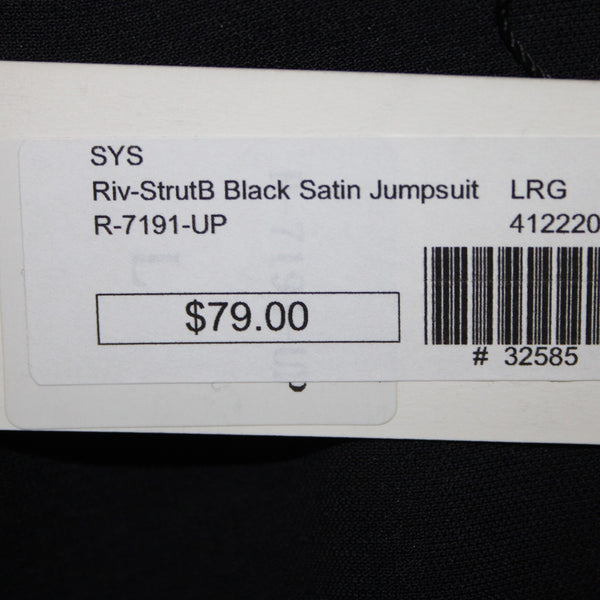 Strut Bolt Jumpsuit NEW $79 Riv Strut Sz L Black Satin 100% Polyester Jumpsuit