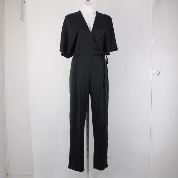 Strut Bolt Jumpsuit NEW $79 Riv Strut Sz L Black Satin 100% Polyester Jumpsuit