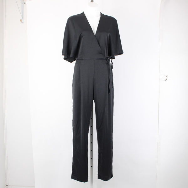 Strut Bolt Jumpsuit NEW $79 Riv Strut Sz L Black Satin 100% Polyester Jumpsuit