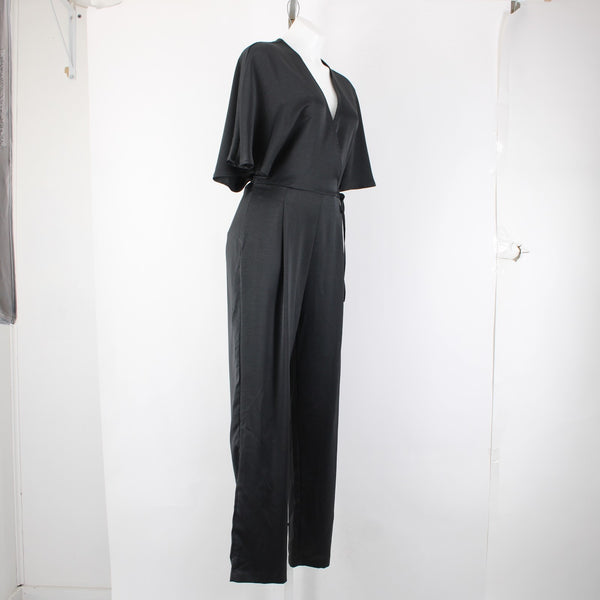 Strut Bolt Jumpsuit NEW $79 Riv Strut Sz L Black Satin 100% Polyester Jumpsuit