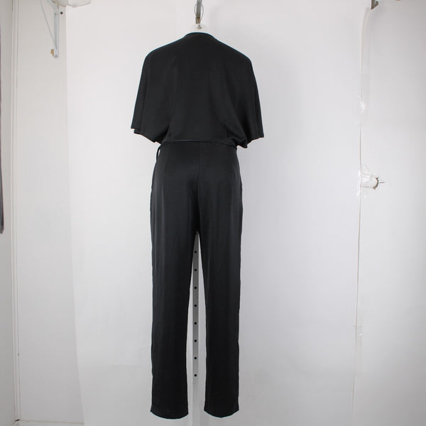 Strut Bolt Jumpsuit NEW $79 Riv Strut Sz L Black Satin 100% Polyester Jumpsuit