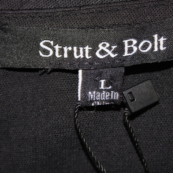 Strut Bolt Jumpsuit NEW $79 Riv Strut Sz L Black Satin 100% Polyester Jumpsuit