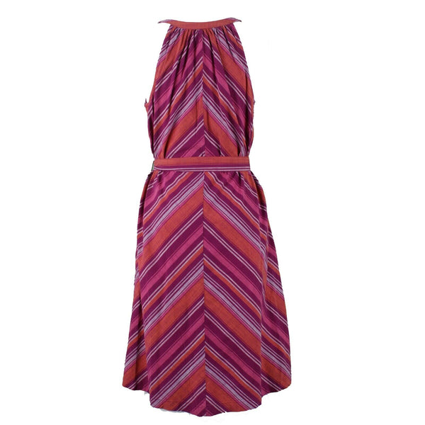 A New Day NEW $25 Sz XS Purple Orange Multi Stripe 2Pc Belt Woven Cotton Dress
